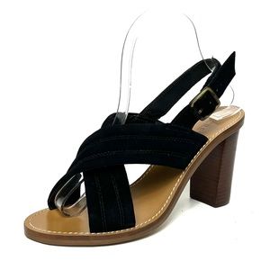 J . Crew Marcie Black Suede Slingback High Heel Sandal, Size 7 (B7824)